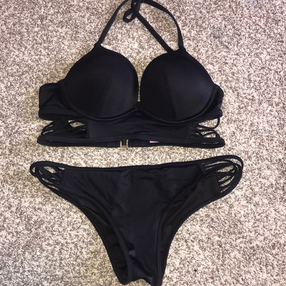 Victoria’s Secret black long line bombshell swim